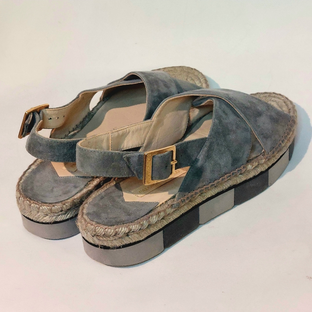 Paloma Barcelo grey microsuede espadrille flatform slingback sandals, EU41, new - Picture 2 of 15